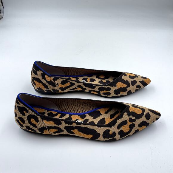 Rothy's  The Point Desert Cat Leopard Print Washable Women's Flats - Size 12.5 - Picture 2 of 9